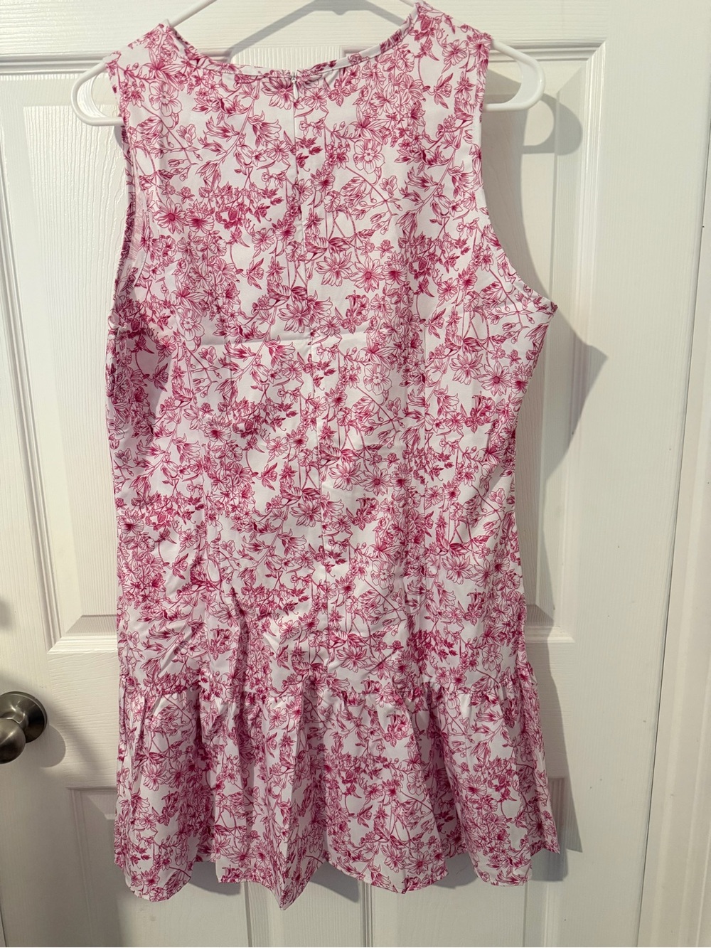 SHEIN White and Pink Floral Sleeveless Drop-Waist Dress
